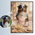 Wuffi beim Backen - Personalisiertes Ölgemälde