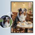 Wuffi beim Kaffee & Kuchen - Personalisiertes Ölgemälde