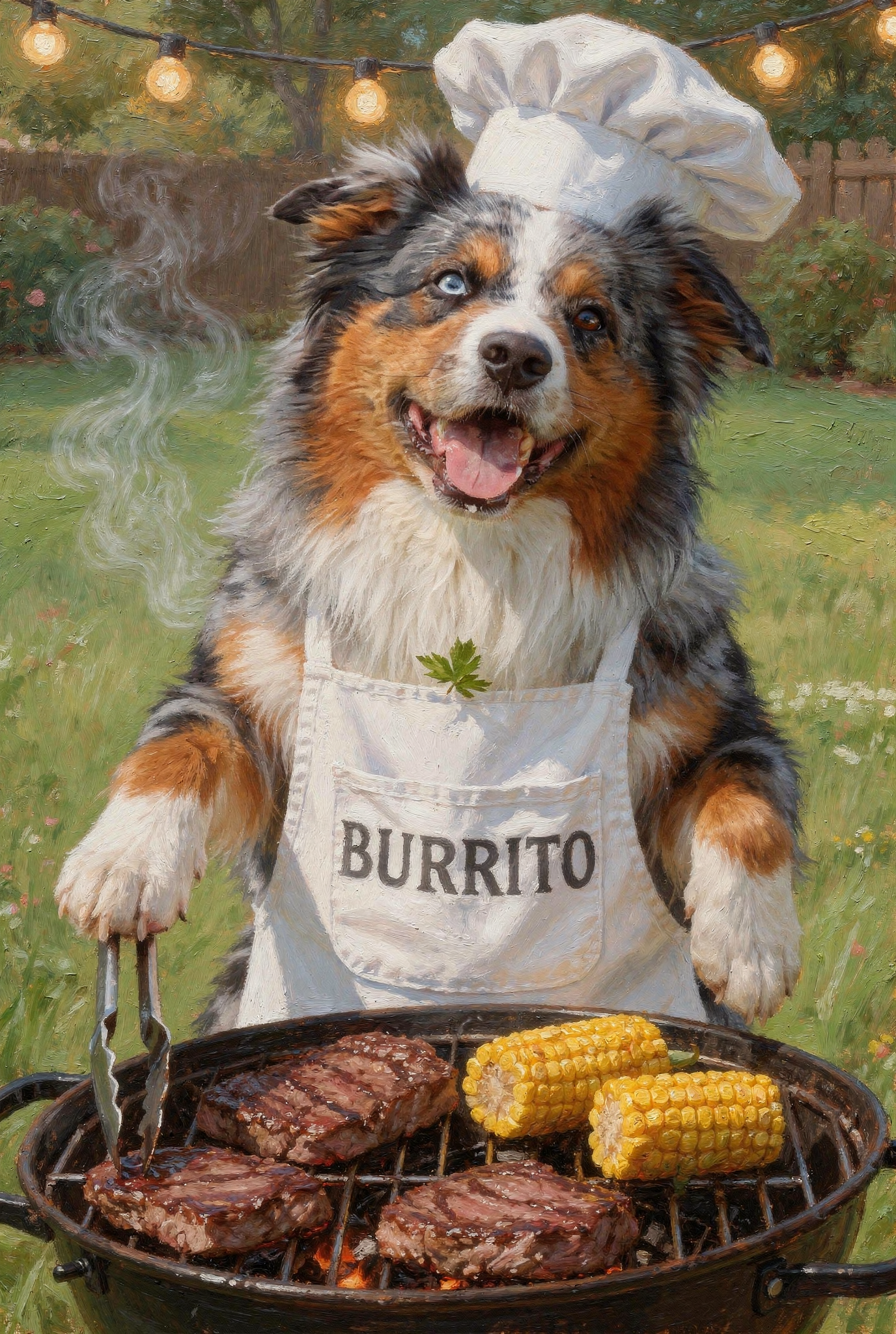 Wuffi am Grill - Personalisiertes Ölgemälde